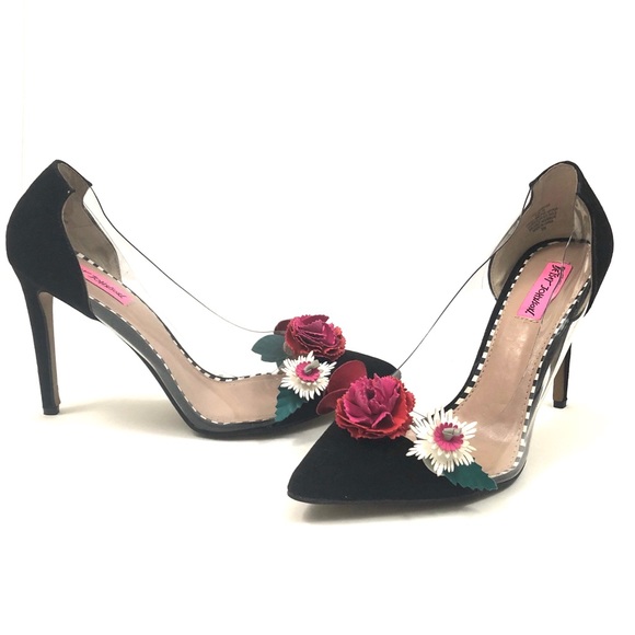 betsey johnson heels with flowers